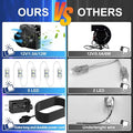 1 soplador de aire para inflables, 12 V, 1.5 A, repuesto resistente a la intemperie, ventilador inflable con 5 luces LED y adaptador de 12 V 2.0 A para decoraciones inflables de 9/10/12/14 pies