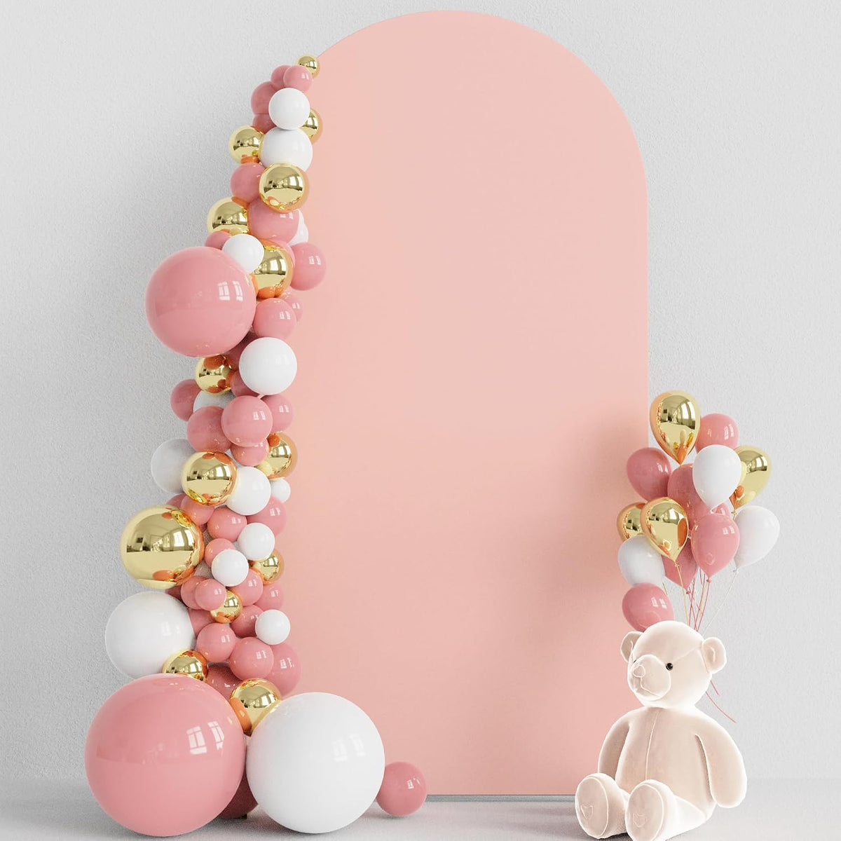 Wokceer 6.6 pies Cubierta de fondo para arco de boda Spandex Ajustable Cubiertas para soporte de arco de boda con parte superior redonda Cubierta de fondo Chiara para decoración de fiesta de cumpleaños, ceremonia y banquete Rosa pálido