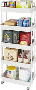 Carrito Organizador Rodante Laiensia 5 Niveles Blanco con Ruedas - Estante Móvil Multifuncional para Cocina, Baño y Lavandería
