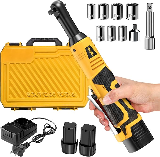 FULLYEA Juego de Llaves de Trinquete Eléctricas Inalámbricas – Motor Potente, LED Incorporado y Diseño Ergonómico