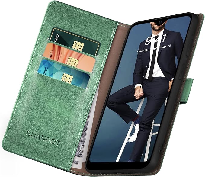 Funda Cartera SUANPOT para T-Mobile Revvl V+ 5G – Bloqueo RFID y Tarjetero de Piel Sintética