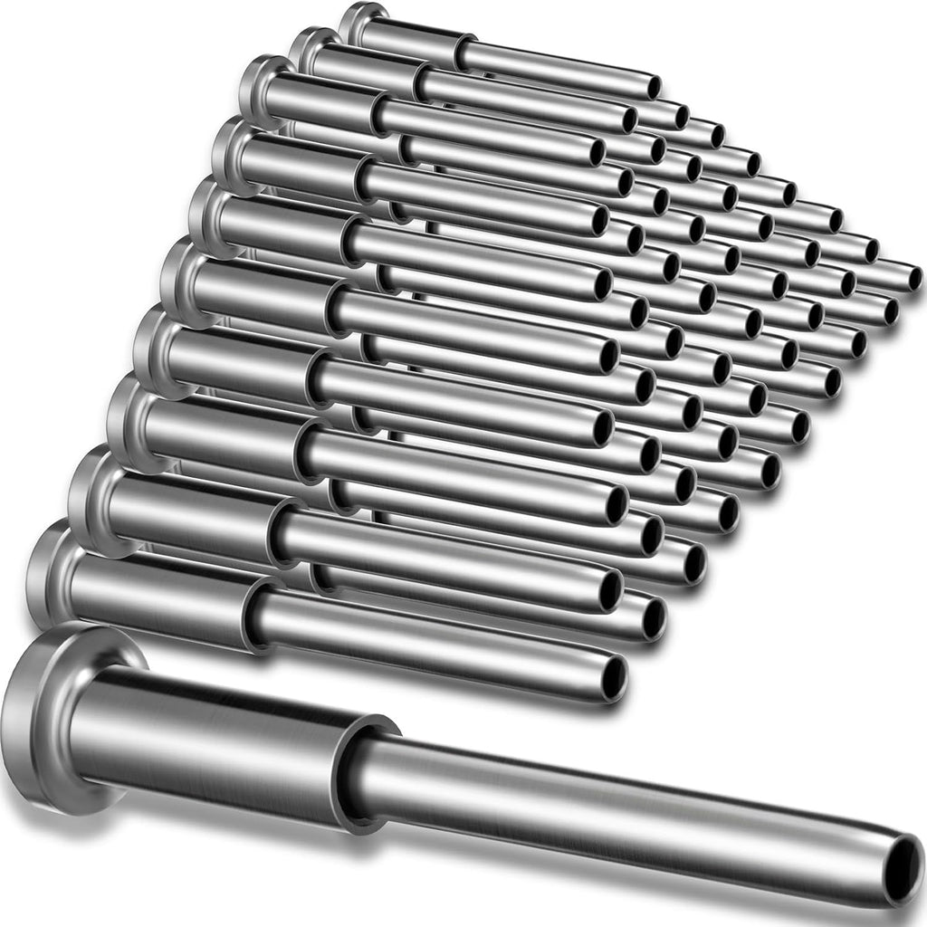Kit de barandilla de cable invisible Blulu de 60 unidades, receptor invisible de acero inoxidable T316 de 1/8" y extremo de perno de prensado, tensor de prensado de 1/8" para postes de madera/metal, herrajes (plateado)
