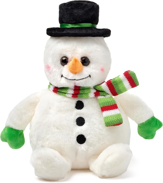 Muñeco de Nieve Bearington Snowball 7" — Peluche Navideño con Bufanda y Sombrero para Niños