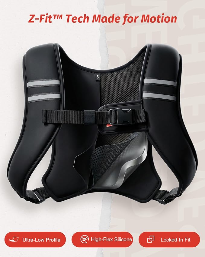 Chaleco con Peso ZELUS Z-Fit 10 lb — Lavable, Franjas Reflectantes, Correas Ajustables, Ultra Delgado, Hombre y Mujer