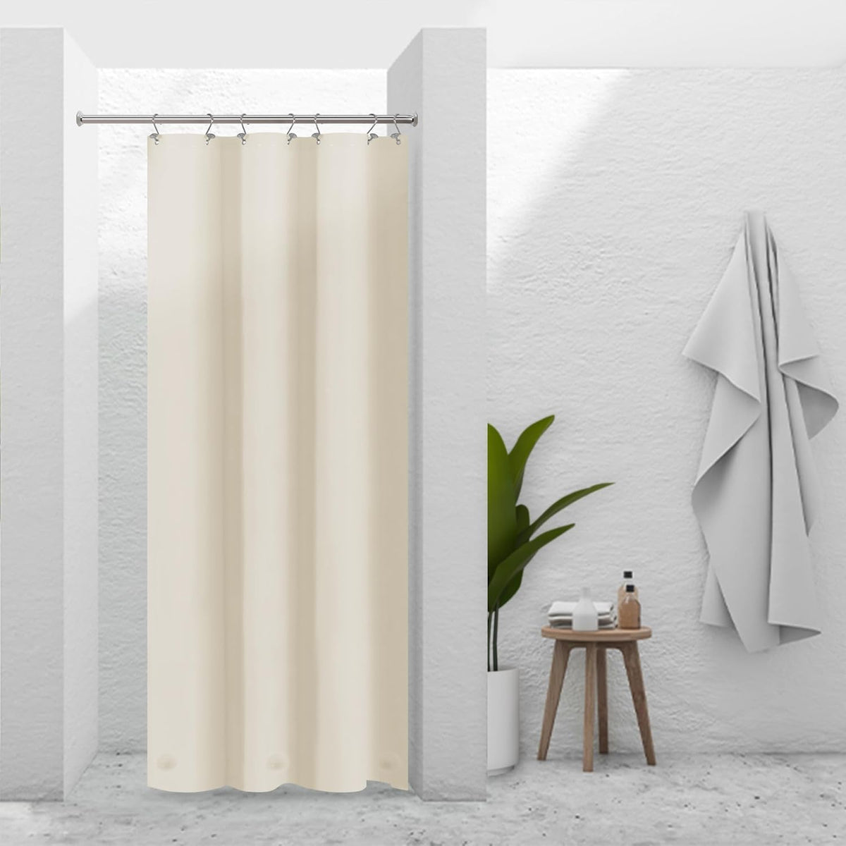 Cortina de Baño Impermeable Barossa Design 36" x 72" – Liner PEVA Beige con Imanes y Ojales Metálicos