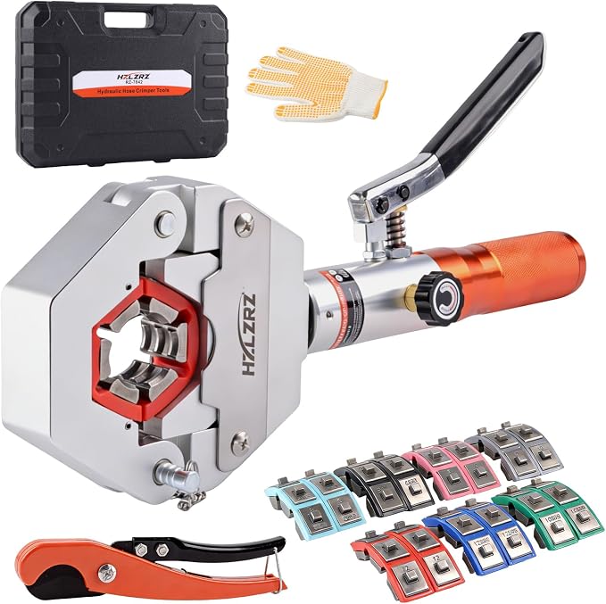 HZLZRZ Herramienta hidráulica eléctrica profesional para manguera de CA con 7 troqueles, diseño Hydra-Krimp para aire acondicionado