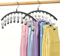 Volnamal Organizador de leggings para armario, perchas de metal para pantalones de yoga, paquete de 2 con 10 clips con capacidad para 20 leggings, organizador de armario colgante que ahorra espacio