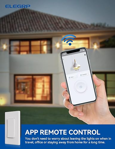 ⚠️ ES PAQUETE DE 6 INTERRUPTORES | ELEGRP Interruptor de Luz Inteligente Wi-Fi 2.4 GHz | Compatible con Alexa y Google Assistant