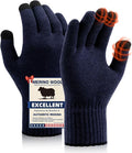 Guantes de lana merina para hombres y mujeres, forro térmico con pantalla táctil, guantes cálidos de punto suave para invierno, correr y hacer senderismo