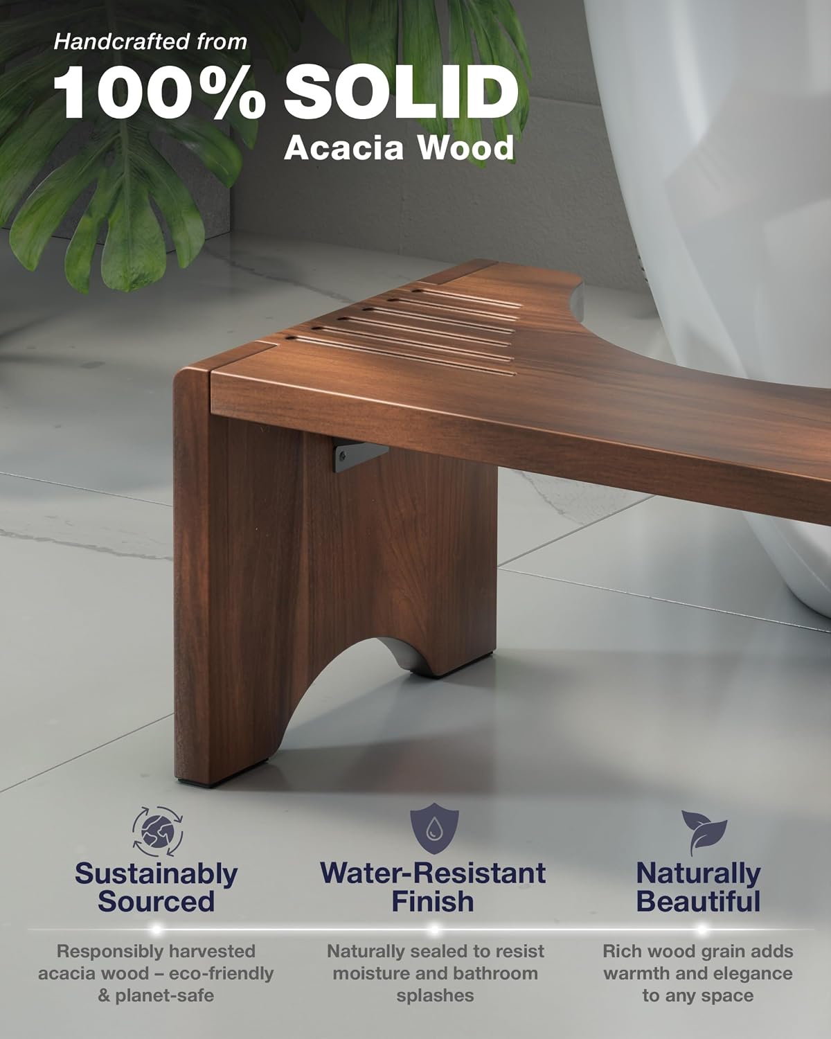 Taburete de baño plegable, taburete de madera de acacia para entrenamiento para ir al baño, ayuda de baño de madera de 7 pulgadas para una postura cómoda (nogal, plegable)