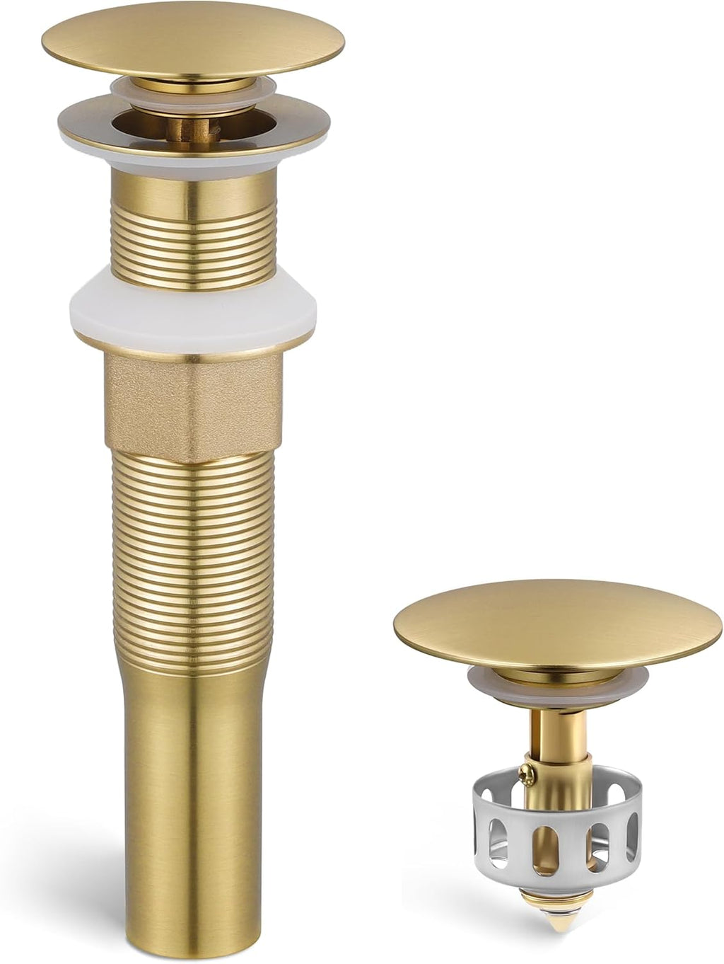 KES Sink Drain without Overflow Anti Clogging Pop Up Drain with Strainer Bathroom Sink Drain Assembly Brushed Gold, S2013D-BZ