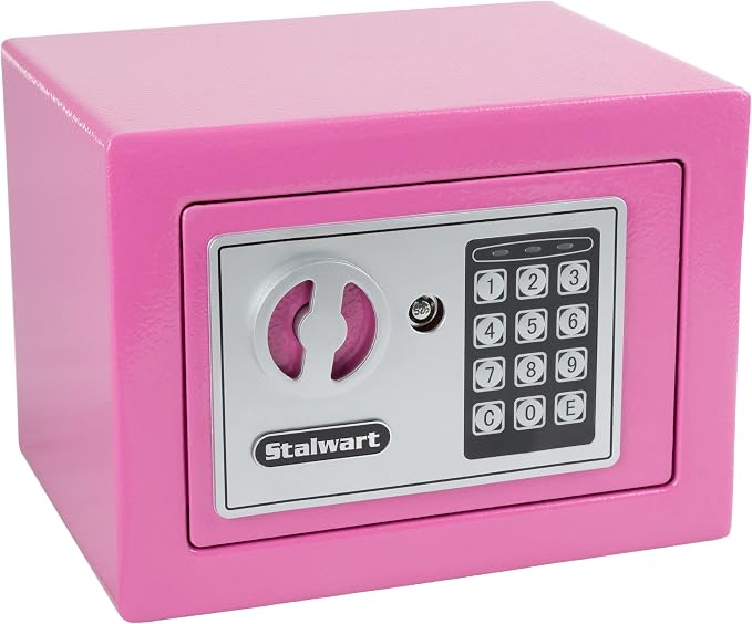 Yuanshikj Caja Fuerte Digital de Seguridad | Teclado Electrónico | Para Hogar, Oficina y Hotel | Joyas, Efectivo y Más | Color Rosa