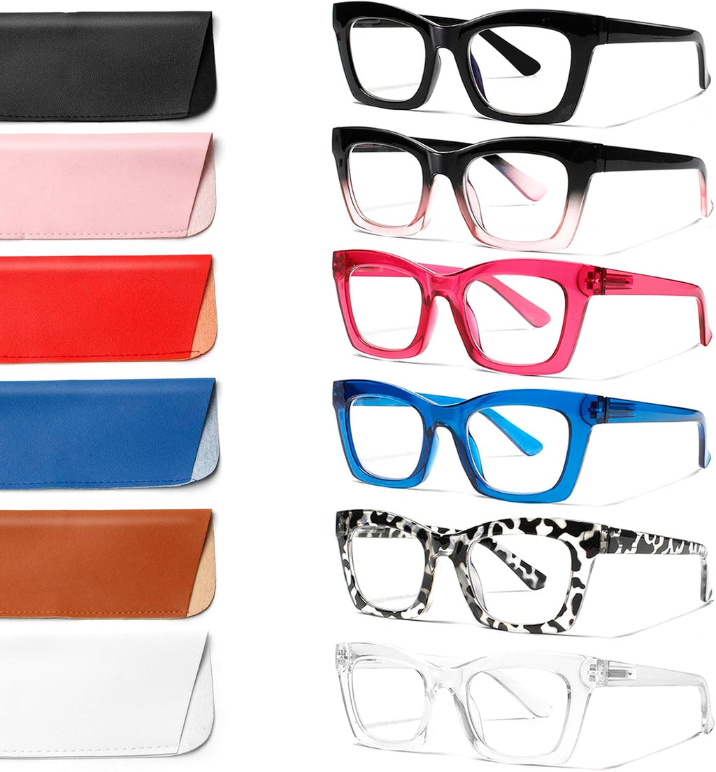 Paquete de 6 lentes de lectura para mujer, bloqueo de luz azul