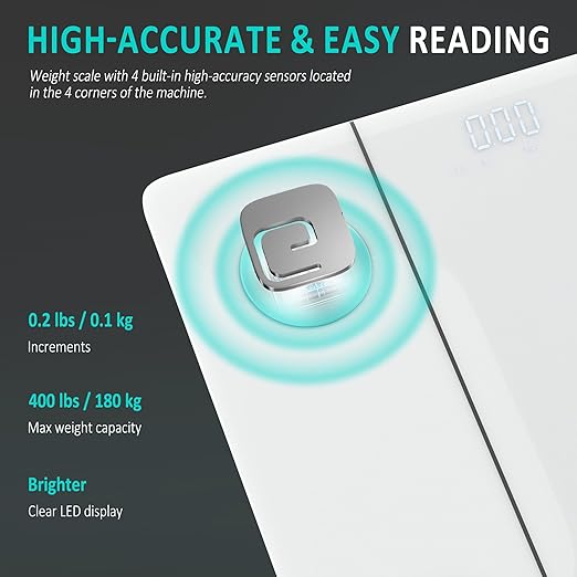 Báscula Digital de Baño | Vidrio Templado | 400 lb / 180 kg | Pantalla LED