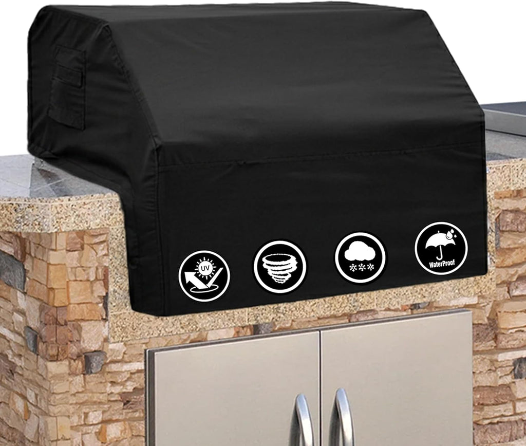 Cubierta Covers & All para Asador Empotrado | Uso Rudo 18 oz Impermeable | Poliester con Recubrimiento PVC y Dobladillo Elastico | 36x26x24 Pulgadas | Negro