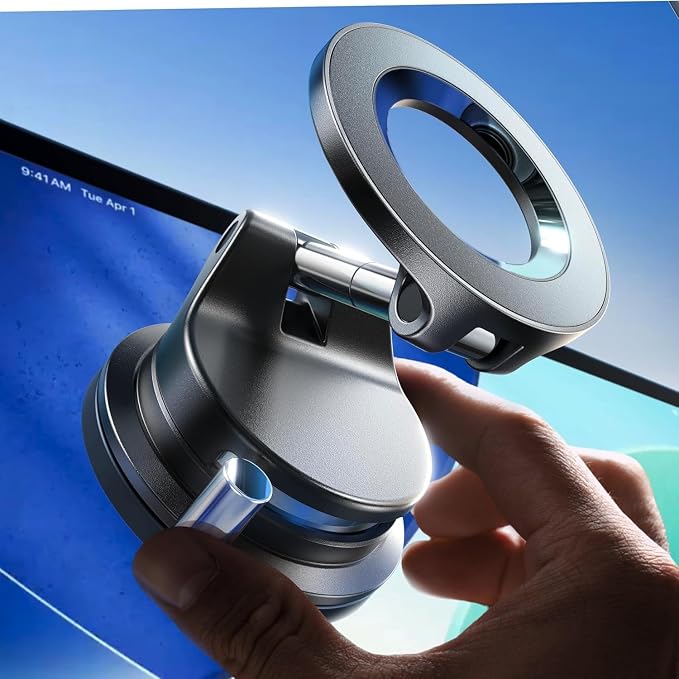 LISEN - Soporte para automóvil MagSafe [imán fuerte de 3800 gf y succión de 90 + libras), soportes magnéticos de vacío ajustables de 360°