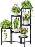 iDavosic.ly Plant Stand Indoor Outdoor, 6 Tier Corner Metal Flower Display Holder Shelf, Easy Assembly Folding Tall Orchid Rack for Patio Balcony Porch Garden Living Room House, Black