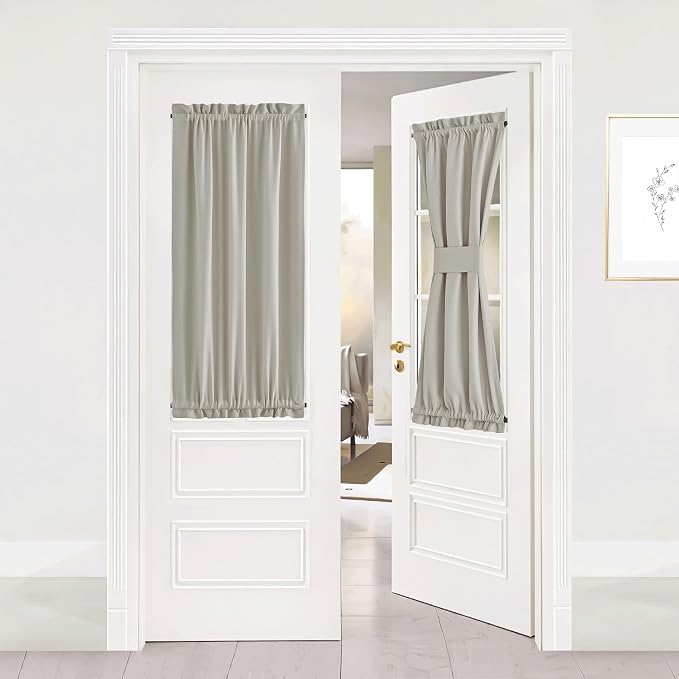 Cortina Blackout 100% para Puerta NICETOWN – 25 x 72 Pulgadas, Control de Luz y Privacidad, Para Ventana de Puerta Francesa, Color Avena (1 Panel)
