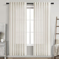 Nanspring Cream Semi Sheer Linen Curtains 78 inch Length for Living Room Back Tab Rod Pocket Modern Farmhouse Coastal Decor Cream Cotton Textured Gauze Curtains for Dining Room Office 52x78
