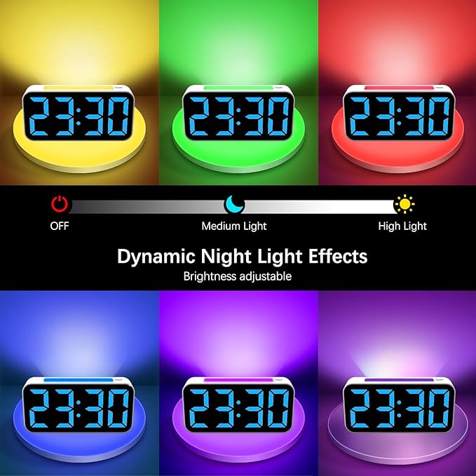 Topski Reloj despertador ruidoso para dormitorios que duermen pesados, reloj digital con luz nocturna, pantalla grande, alarma doble, repetición, reloj despertador regulable para niños, adolescentes, niños y niñas