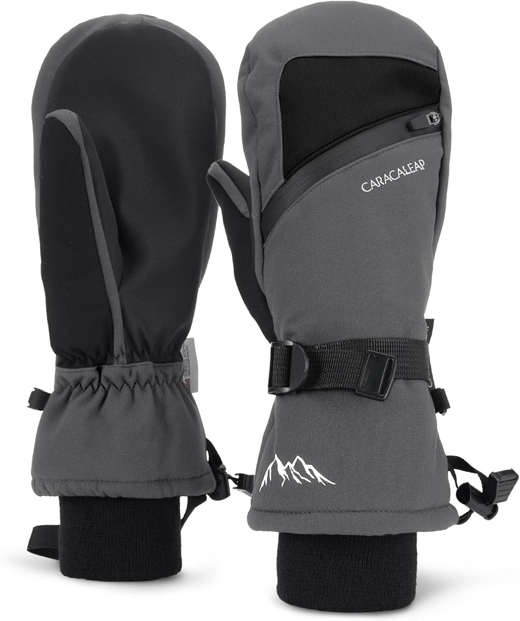 Winter Ski Mittens for Men Women Cold Weather- Warm Snow Snowboard Mittens Gloves Windproof & Waterproof, Thinsulate Warm Snow Sports Mitts with Pocket Skiing Snowboarding Mitts Gloves Purple S-M