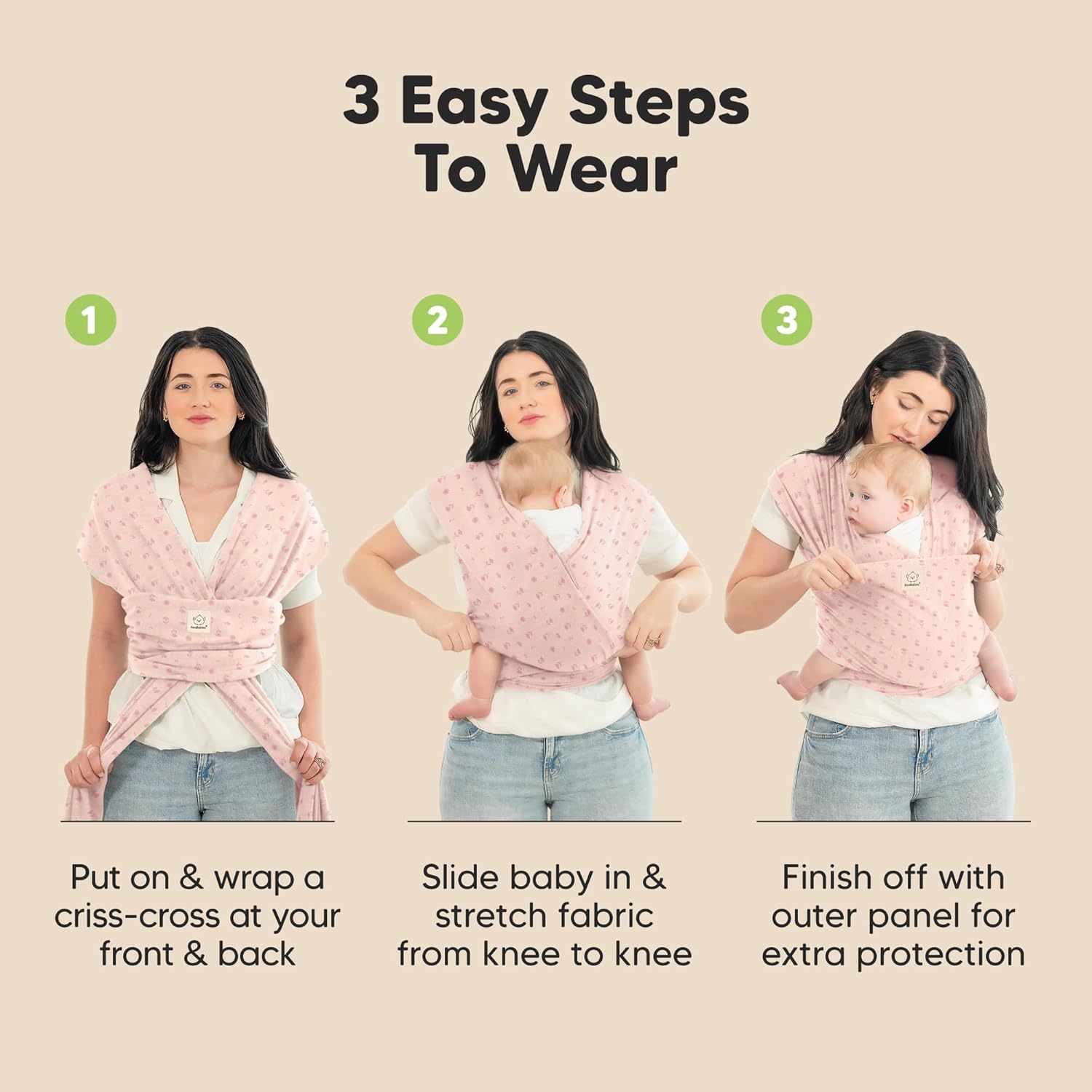 KeaBabies - Portabebés fular original todo en 1 para recién nacidos a niños pequeños, fácil de llevar, manos libres, ligero, transpirable envolturas para bebés (margaritas rosa)