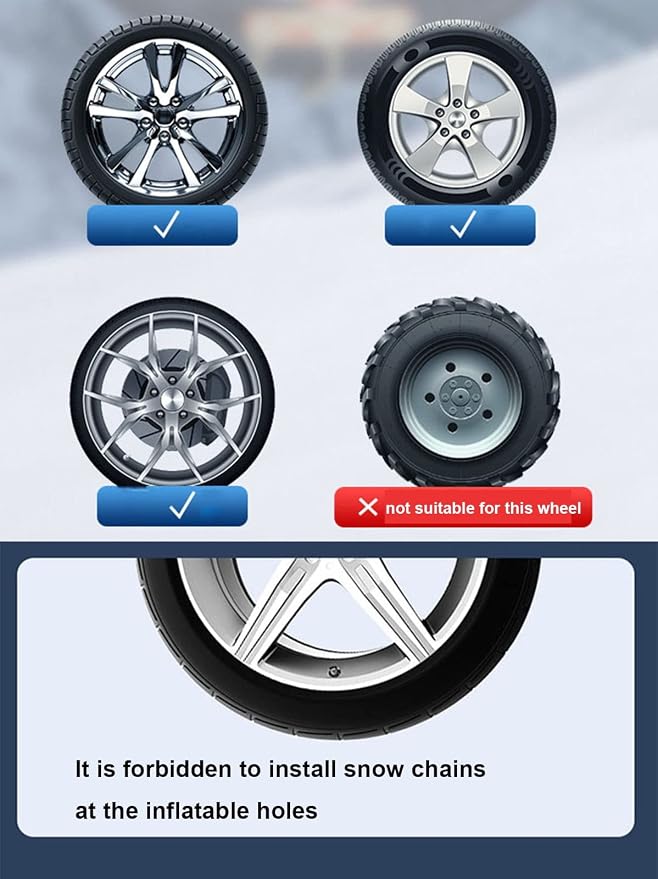 Cadenas de Nieve para Llantas Datanly Ajustables ⚠️ IMÁGENES DE REFERENCIA — Ver Imágenes Reales, 235-315mm, SUV y Pickup