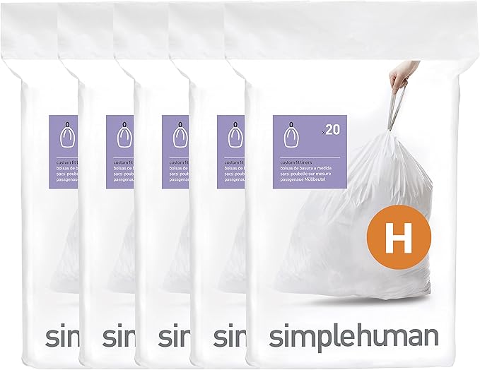 simplehuman Code H – Bolsas de Basura con Cordón 30-35 Litros (100 unidades)