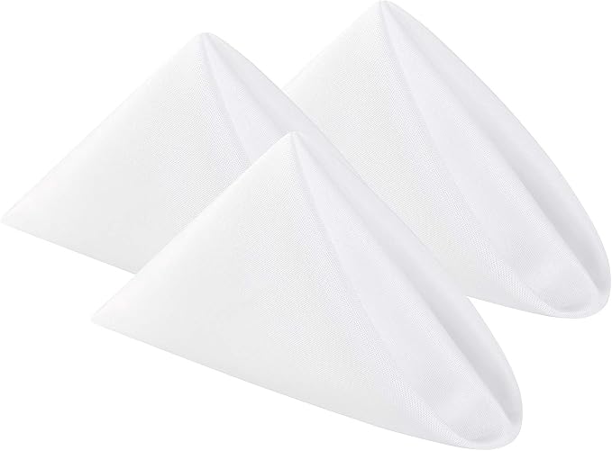 Servilletas de tela de 17 x 17 pulgadas, lavables de poliéster, servilletas de mesa suaves para bodas, fiestas, cenas, banquetes (blanco, 100 unidades)