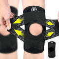 Rodillera transpirable de compresión para hombre y mujer con estabilizadores laterales para aliviar el dolor de rodilla.