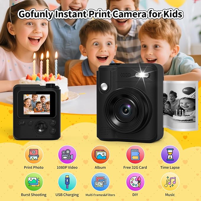 Camara Infantil con Impresion Instantanea para Ninos y Ninas — Regalo Ideal de 3 a 12 Anos