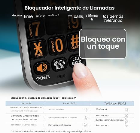 AT&T BL102-2 DECT 6.0 - Juego de 2 teléfonos inalámbricos para el hogar con contestador