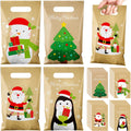 Bolsas de Regalo Navideñas Colarr x48 | Plástico Kraft con Asa | Diseños Santa, Muñeco de Nieve y Árbol | Para Dulces y Regalos