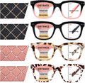 Lentes de Lectura Multifocales Progresivos CHOFILORD para Mujeres Hombres Bloqueadores de Luz Azul Bisagra de Resorte Lentes de Computadora Cuadrados (4 Paquete Mixto B, 1.5, Dioptrías)