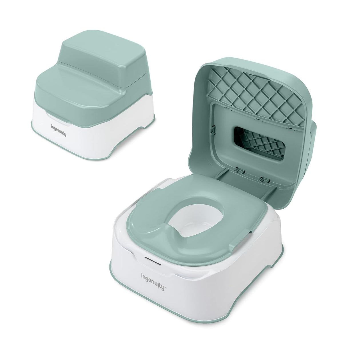 Sistema 3 en 1 Ingenuity Prepare to Potty: inodoro de entrenamiento, reductor, taburete, fácil de instalar, para niños pequeños de 18 meses en adelante.