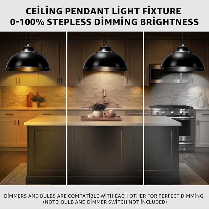 Luces colgantes para isla de cocina, lámparas colgantes de cúpula de metal, luces colgantes de altura ajustable para dormitorio, comedor y entradas
