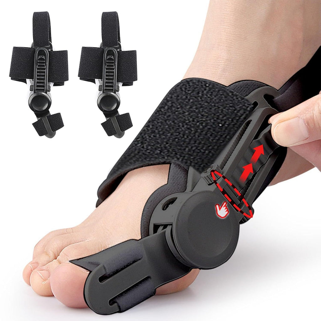 Corrector de juanetes Recovist para mujeres y hombres - Férula ortopédica para el dedo gordo del pie, para aliviar el dolor de hallux valgus, para el dedo en martillo, para pies izquierdo y derecho - 2 piezas, color negro 