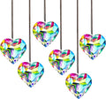 HDCRYSTALGIFTS 6 piezas de 1.969 in de cristal de prisma de corazón atrapasoles ventana atrapasoles cristales colgantes decoraciones arco iris fabricante colgante adornos de vidrio para el día de San Valentín/Día de Galentinos