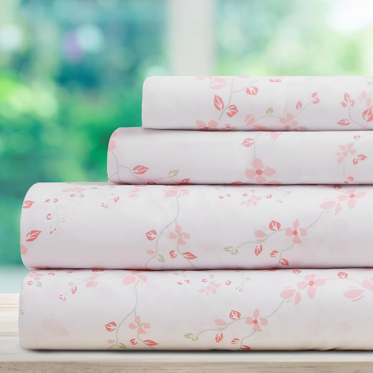 Sábanas tamaño King de DREAMCARE - Juego de sábanas florales - Juego de 4 sábanas King - Sábanas frescas - Juegos de sábanas tamaño King - Suaves y duraderas - Estampado floral