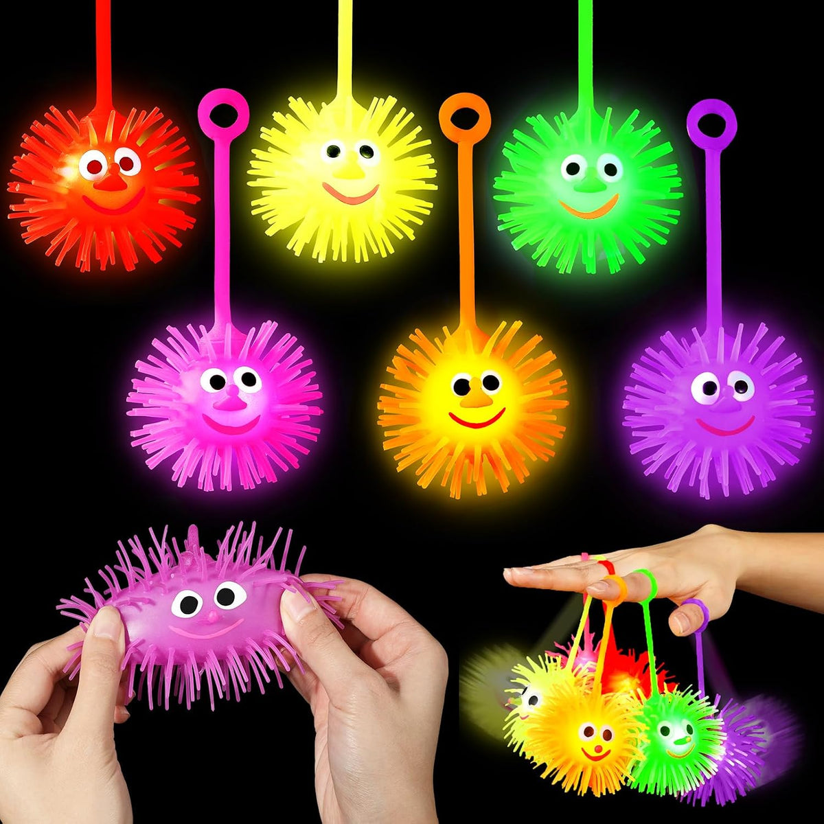 24 pelotas luminosas para niños de 8, 6 cm (3,4 pulgadas), pelotas LED inflables que brillan en la oscuridad, juguetes sensoriales, regalos para fiestas, cestas, rellenos para el aula, premios, rellenos para piñatas