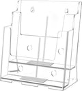 Exhibidor Acrilico FUCDTEFC para Folletos 8.5x11 y 4x9 Pulgadas | Soporte Transparente 2 Niveles con Divisor Removible | Pared o Mostrador