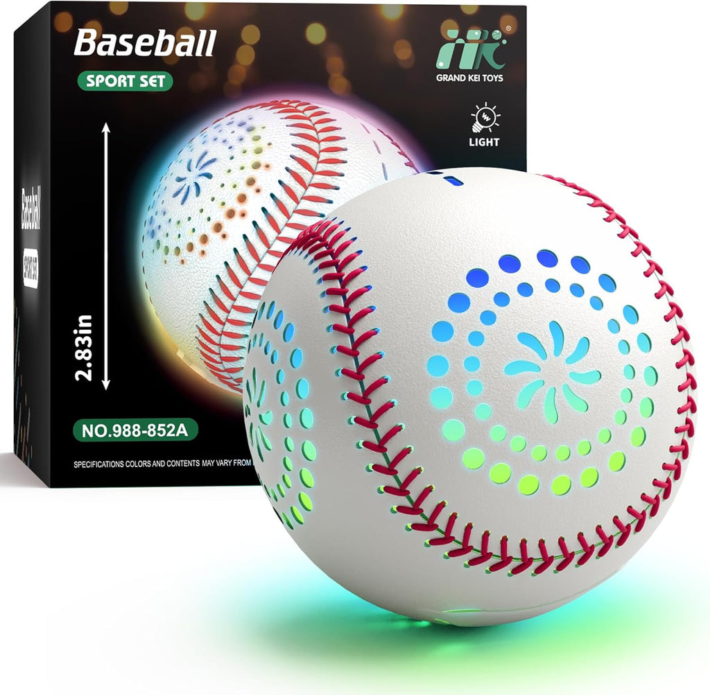 HYES Light up Baseball with LED Rechargeable, 9 Lighting Modes Glow in The Dark Baseball, Official Size Leather Weighted Baseballs for Day Night Indoor Outdoor, Sport Game for Boy 8-12