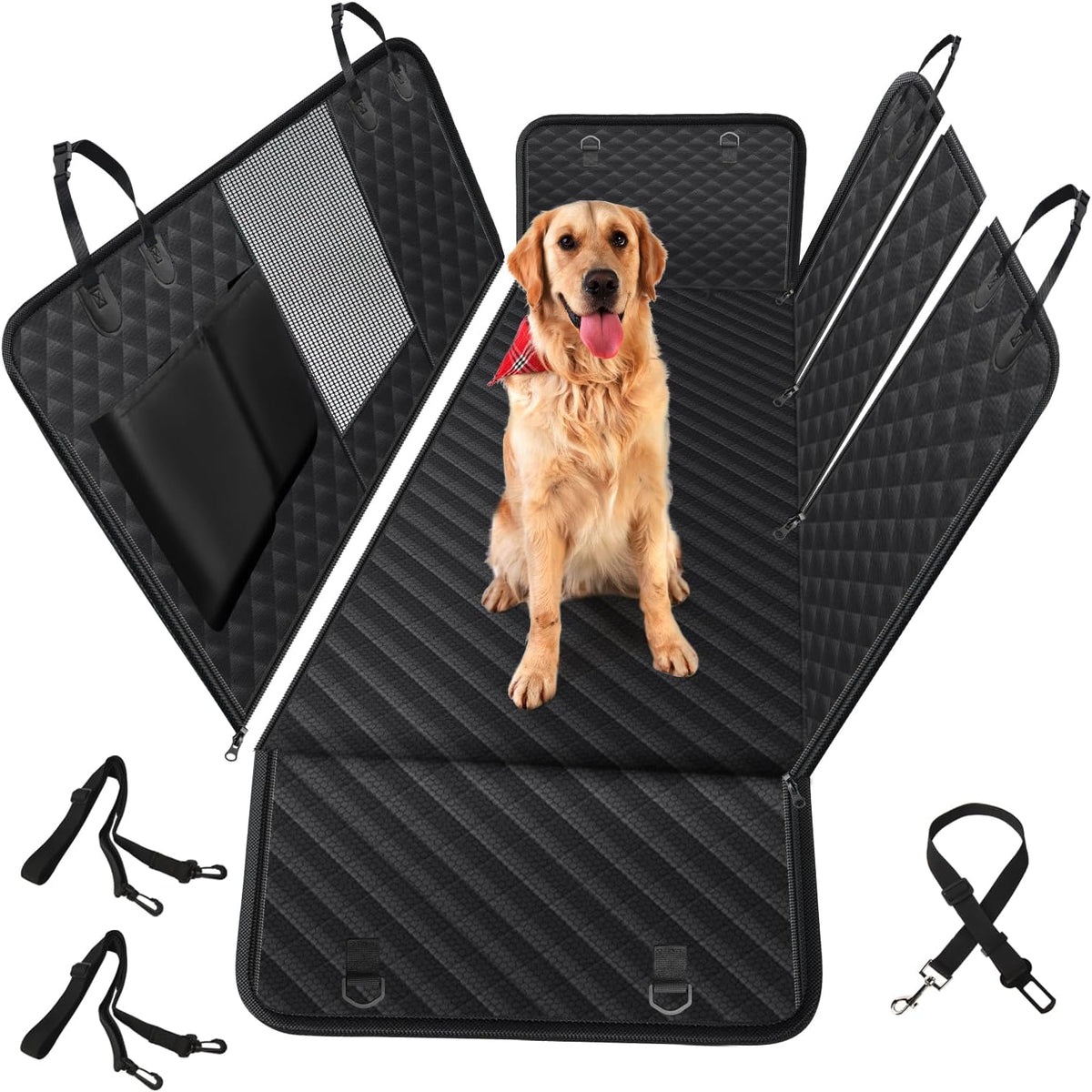 Fundas para asientos de coche para perros Vailge 100% impermeables y convertibles, funda impermeable para asientos de perros con ventana de malla, funda resistente para asientos de perros, funda tipo hamaca para mascotas para coches, camiones y SUV