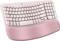 Teclado Ergonómico Inalámbrico Logitech Wave Keys — Reposamuñecas Acolchado, Bluetooth + Logi Bolt, Multi-OS, Rose