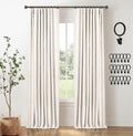 Cortinas opacas INOVADAY 100% para dormitorio, 244 cm de largo, con anillas de clip, de lino, opacas, con aislamiento térmico para oscurecer la habitación del salón, 2 paneles - Beige, 127 x 244 cm