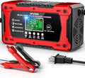 Cargador de Bateria para Auto 10A 12V | Totalmente Automatico Inteligente con Pantalla LCD | Mantenedor con Compensacion de Temperatura para Camion, Moto y Bote