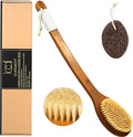 ICANdOIT - Cepillo de baño de mango largo antideslizante de cerdas de jabalí natural de 17.71 pulgadas, limpiador de ducha con mango doblado para exfoliar, cepillo de espalda de ducha