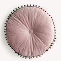 vctops Cojín redondo de terciopelo suave para silla, con lindos pompones degradados, ideal para sillas de comedor de interior (rosa, diámetro de 16").