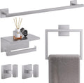 Juego de 5 piezas de accesorios de baño de níquel cepillado de 23.6 pulgadas, juego de toallero de acero inoxidable SUS304 montado en la pared, soporte cuadrado para papel higiénico con estante