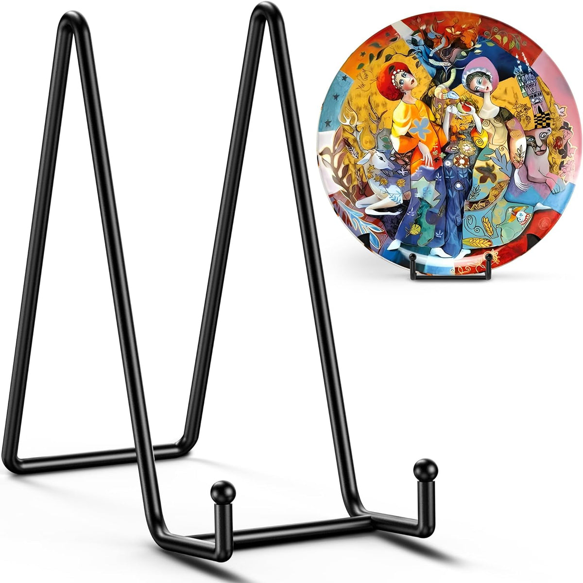 Soportes para Platos TR-LIFE 4 Piezas 25cm Plato Grande para Exhibición - Soporte Metal Plato + Soporte Foto + Caballetes Pequeños para Plato Decorativo, Bandeja, Libro, Placas, Marco Foto, Arte de Mesa